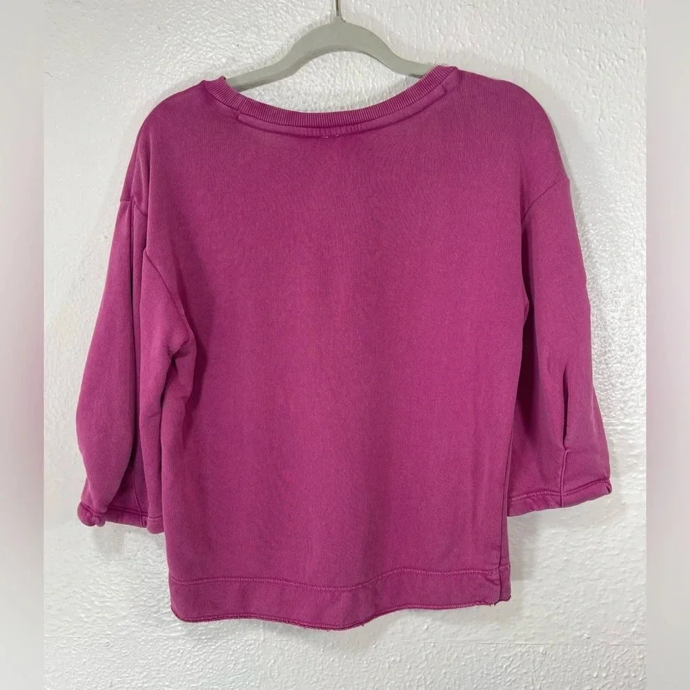 Anthropologie Pink Round Neck 3/4 Sleeve Pullover Sweatshirt Women’s XS - Picture 9 of 11